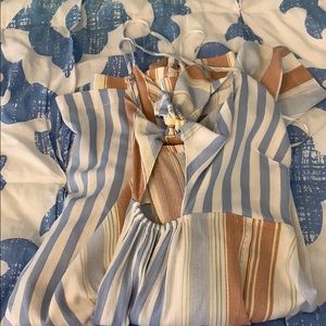 Stripes key hole jumpsuit